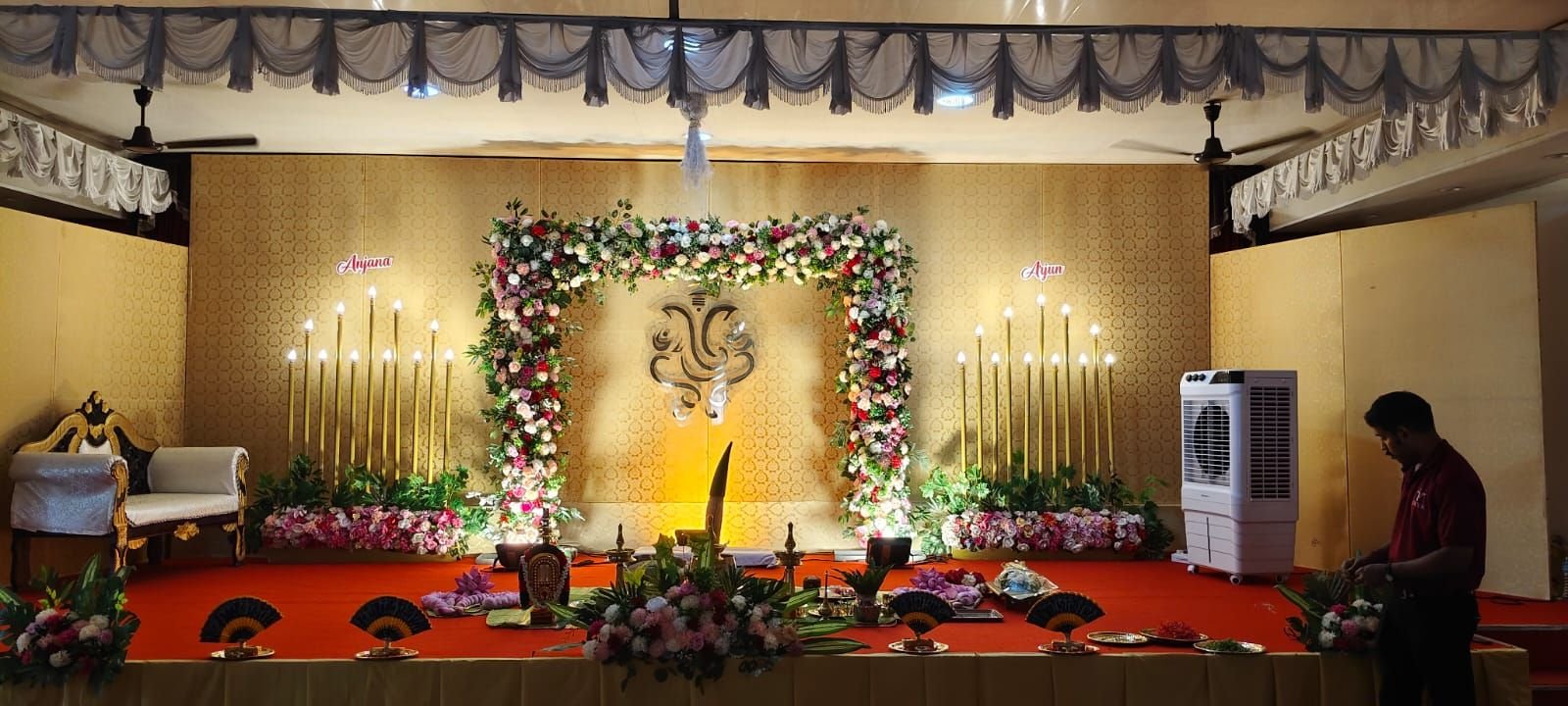 Sadhya ritual setup in the dining hall